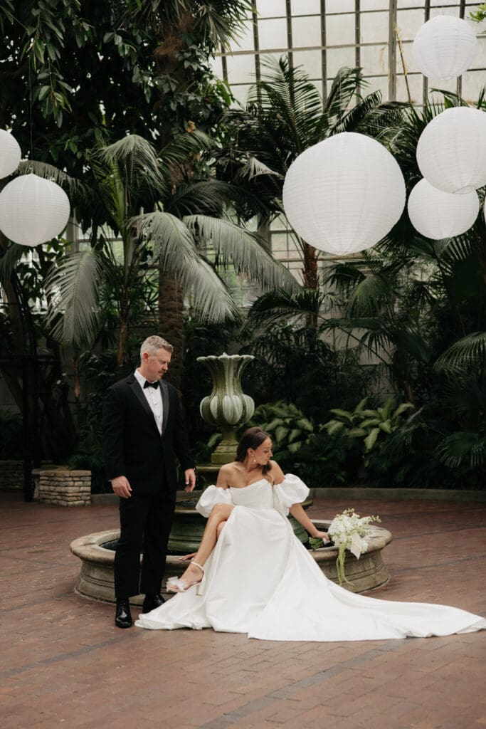 Bride and groom on wedding day; wedding color palettes for 2026